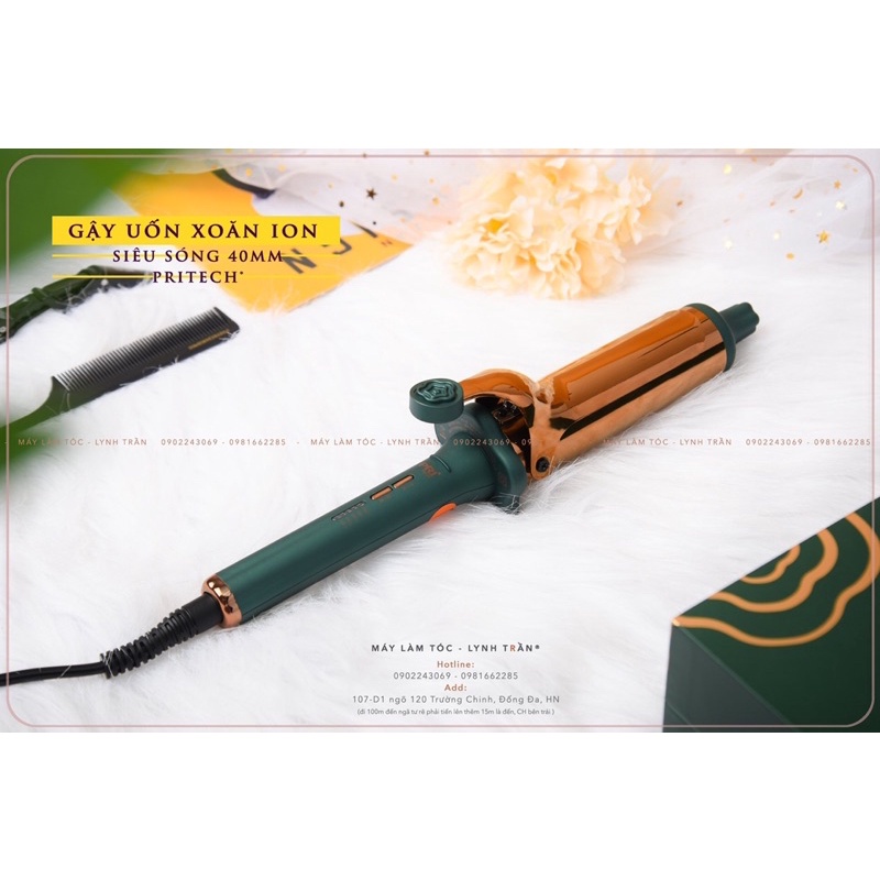 Máy uốn xoăn ion siêu sóng 40mm Pritech®