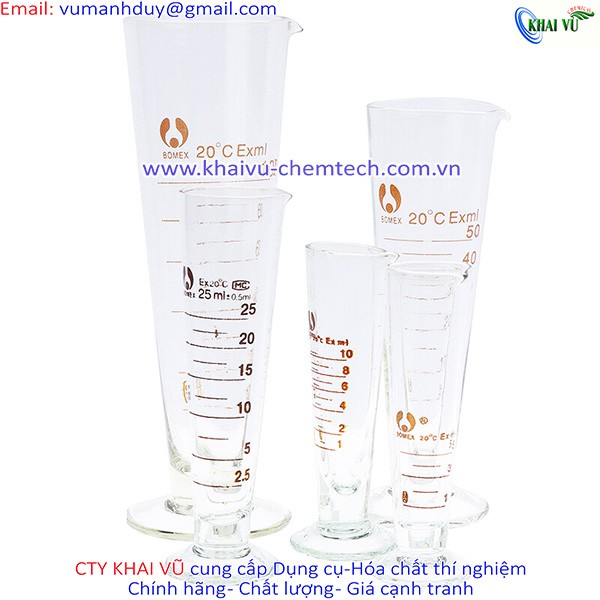 LY thủy tinh có chân kẻ vạch chia chính xác 50ml 100ml 250ml 500ml 1000ml có chân