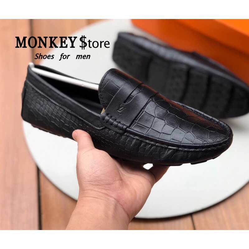 Giày lười, giày mọi Da bò Dập vân đế âm - Mã GLN73 ( Bảo hành 12 tháng - Có hộp )