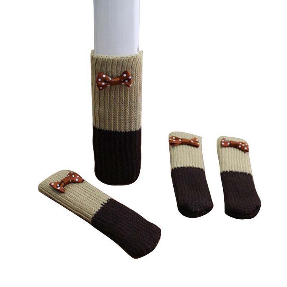 Set 4 vỏ bọc chân bàn ghế bằng len dệt kim chống trượt giảm tiếng ồn