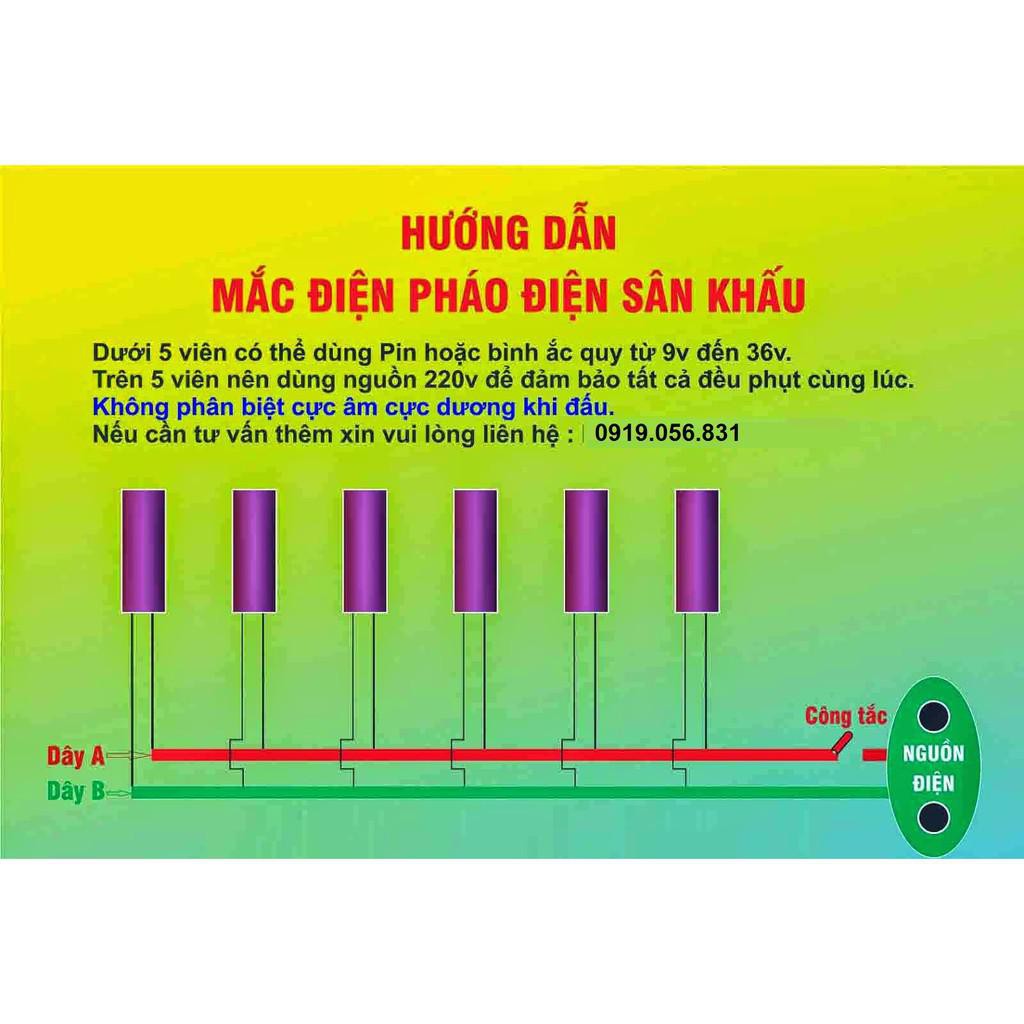 Bán Combo 05 viên Pháo điện sàn diễn hai màu (phụt đứng cao 3m) Ixinh xắn Siêu rẻ