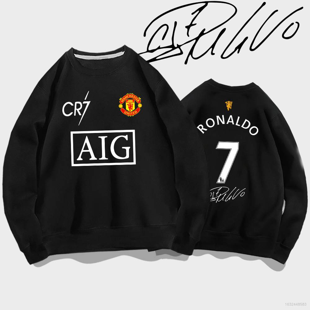 Ronaldo Manchester United Áo Sweater Thể Thao Dài Tay Cổ Tròn Dáng Rộng CR7 Thời Trang Unisex