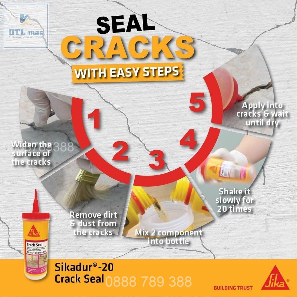 Sikadur 20 Crack Seal - Keo epoxy xử lý nứt mái, mạch gạch, nứt chân chim, keo bơm vết nứt