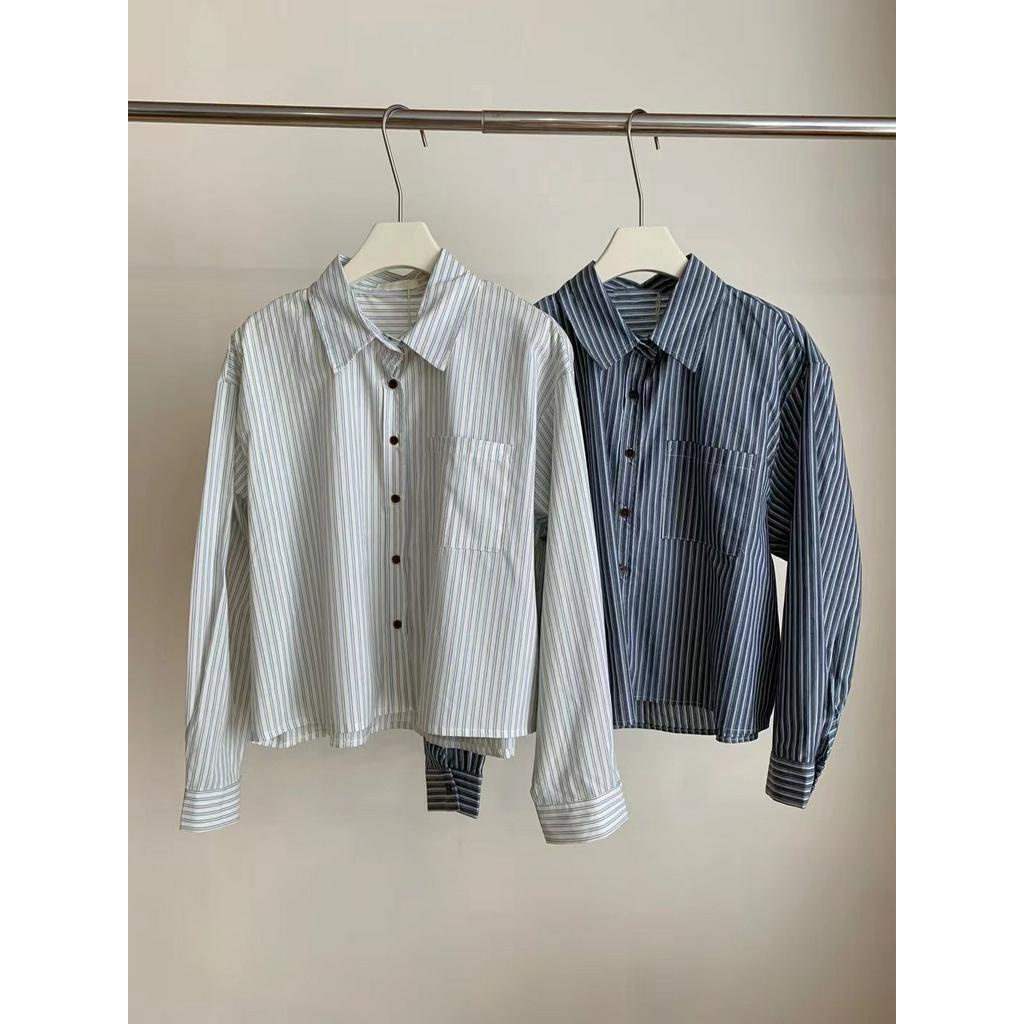 67663 Áo Sơ Mi Sọc Nguyên Chất cotton Dài Tay Áo Sơ Mi