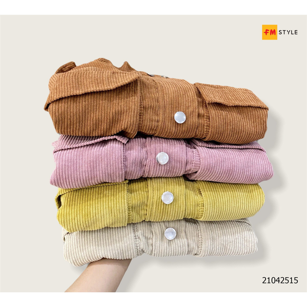 Áo khoác kaki nữ FM Style form rộng dáng ngắn chất xịt phối túi siêu xinh thời trang thu đông 210704113