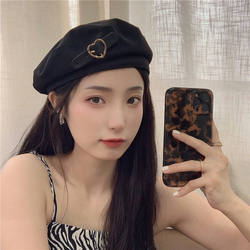 Mũ Nồi Màu Đen Ngọt Ngào Thoáng Khí Thanh Lịch Thời Trang Xuân Thu Cho Nữ