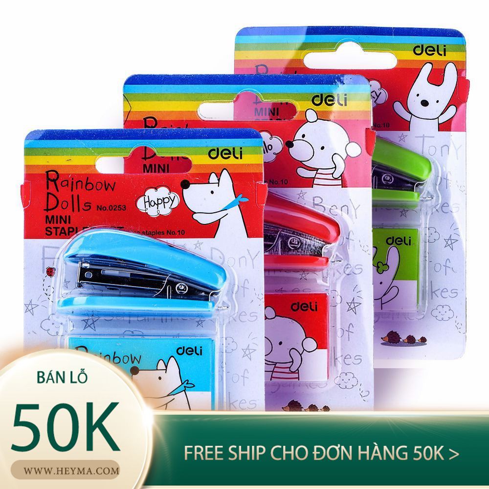 [Bán Nhanh] (Tặng kèm hộm ghim 1000cai) bấm ghim,dập ghim cầm tay mini deli 0253 ㊭ ㊮ ㊯