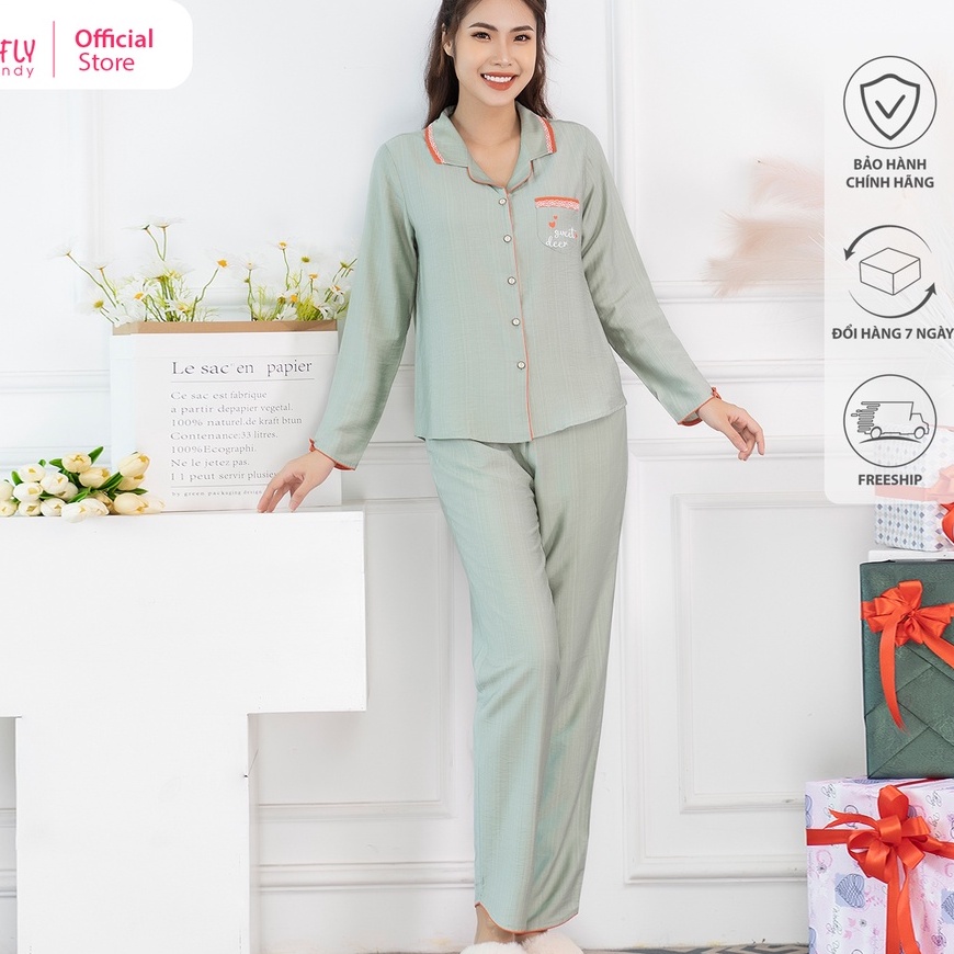Bộ đồ mặc nhà nữ pijamas linen SUNFLY áo dài quần dài ST8741