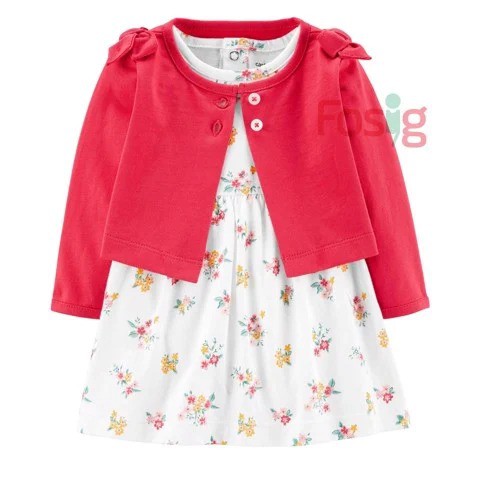 Set Romper Váy Kèm Áo Khoác [Girl] - Đỏ