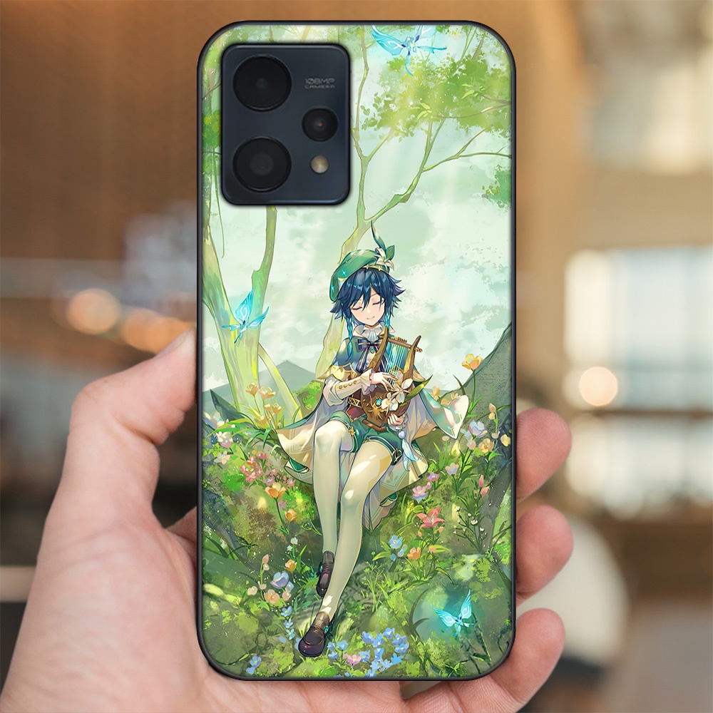 Ốp lưng Realme 9, 9 Pro, 9 Pro Plus viền đen in hình Venti Genshin Impact