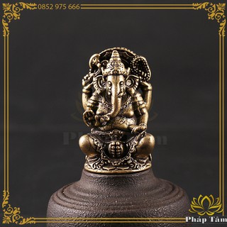 Tượng Nhỏ Phật Giáo Tây Tạng Ngài Ganesha Tọa Định Đồng Nguyên Khối - Tâm Phong Thủy