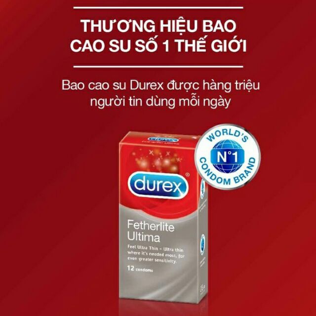 bao cao su Durex Fetherlite Ultima  siêu mỏng hộp 12 cái