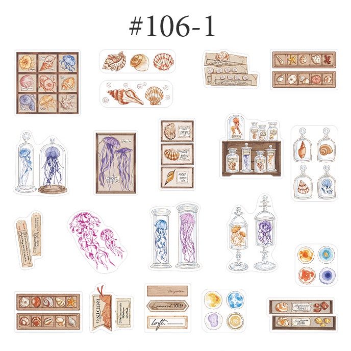 Sticker Shanze vật liệu trang trí Scrapbook, sổ tay, vở  (set 40 stickers)- [ 106 ]