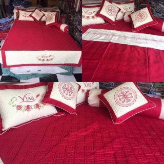 Set bộ chăn ga satin poly mùa cưới 7 món