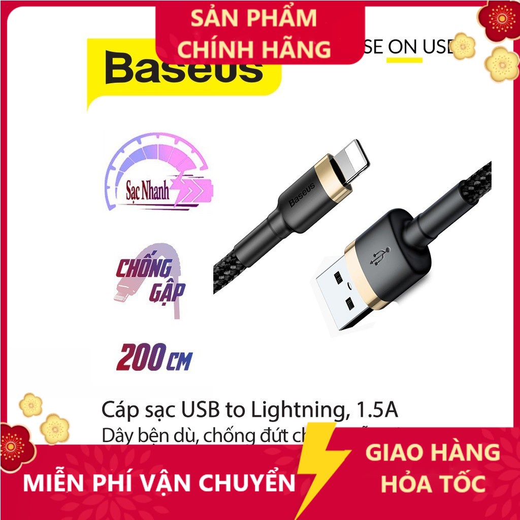 Cáp sạc nhanh và truyền dữ liệu Baseus Cafule sợi nylon siêu bền dài 1M/2M/3M cho /