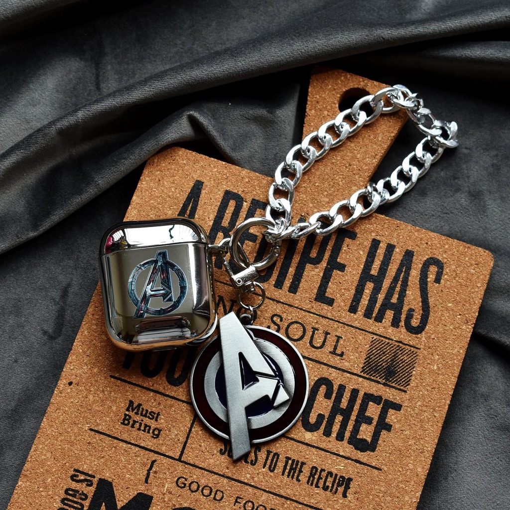 Vỏ Bảo Vệ Hộp Sạc Tai Nghe Bluetooth AirPods 1 2 pro 3 2021 gen3 Bằng PC Cứng Mạ Điện Họa Tiết Avengers Đơn Giản