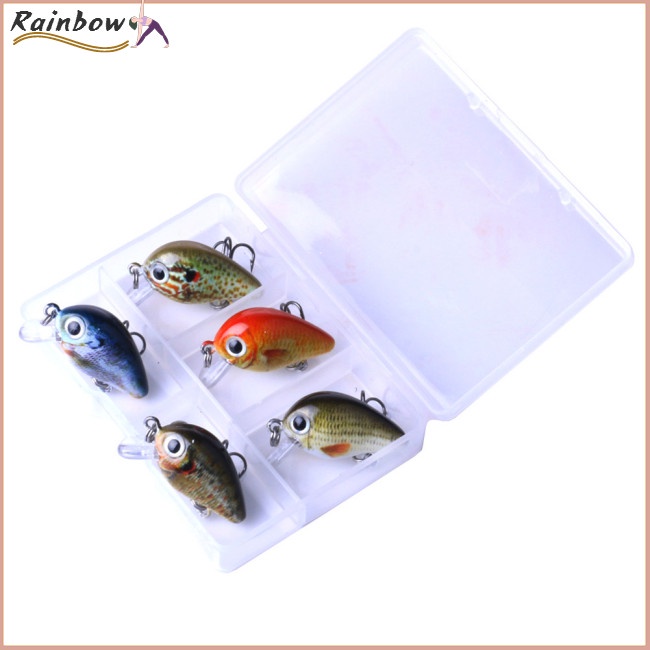 Set 5 Mồi Giả Nhử Cá Mini 2.7CM 1.5g Bằng Nhựa Kèm Hộp Đựng