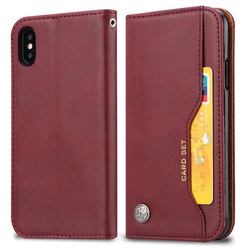 Bao da điện thoại dáng ví tiền có khe đựng thẻ dùng cho IPhone Xs Max XR X | BigBuy360 - bigbuy360.vn
