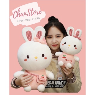 Thỏ bông đáng iu đeo túi Cherry gấu bông cao cấp