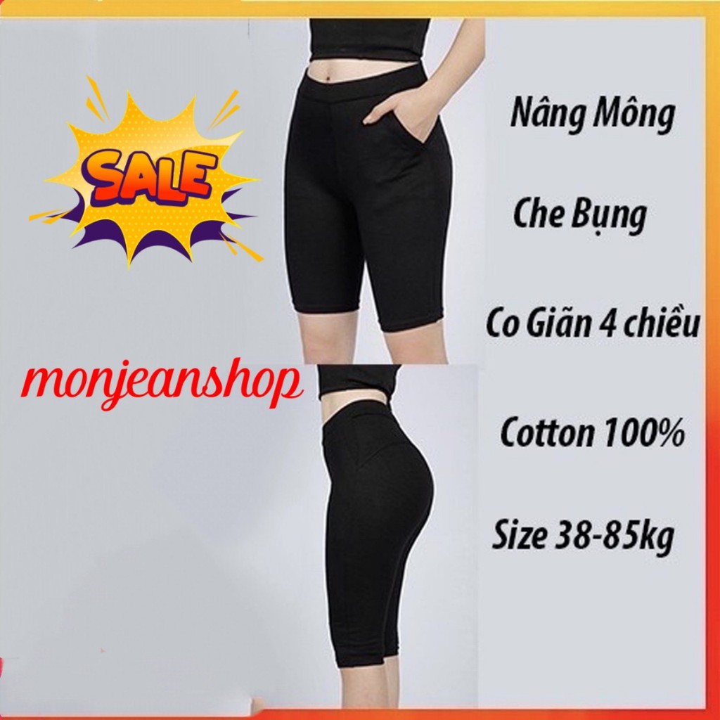 Quần Legging Lửng Nữ Nâng Mông Cạp Cao Vải Dày Siêu Hot Siêu Co Giãn Loại 1 Bigsize Đến 80kg