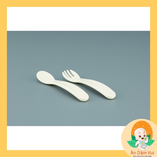 Bộ thìa dĩa Alku Inomata, set 2 nĩa muỗng nhựa tập ăn cho bé ăn dặm SAMI KIDS