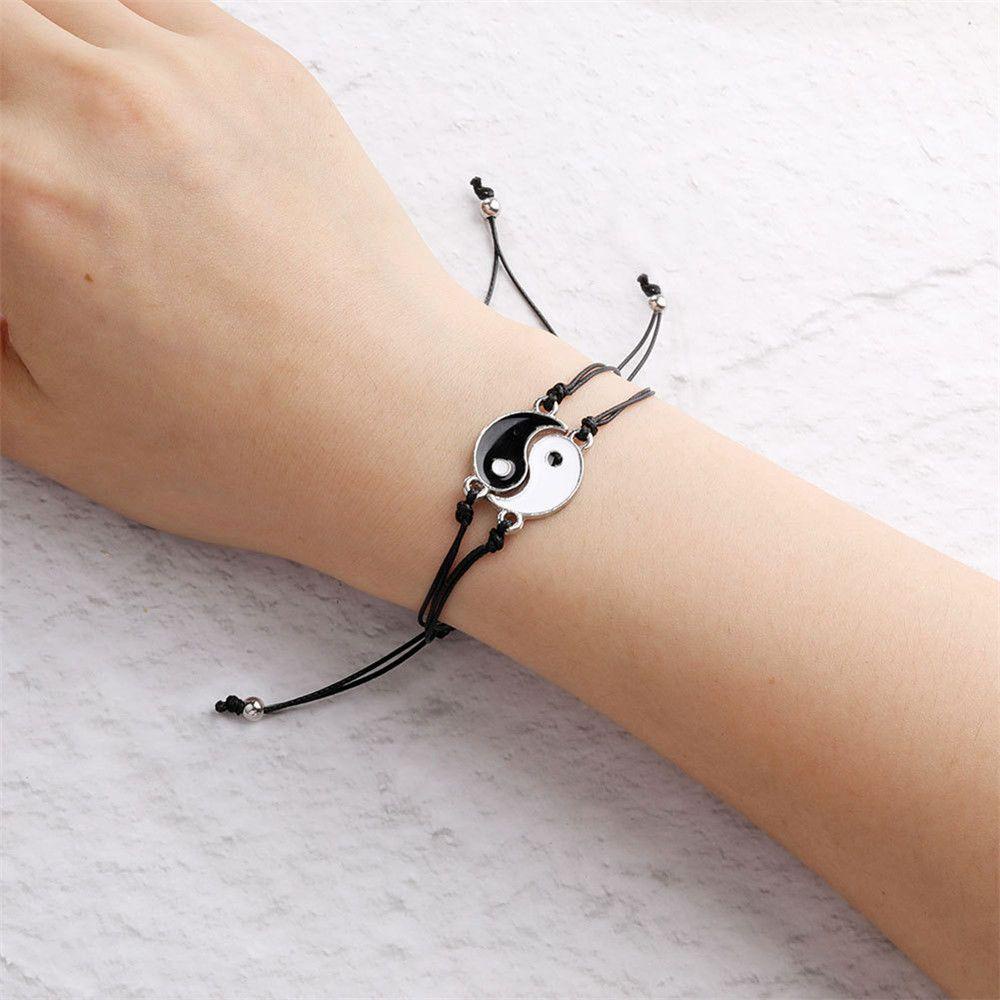 Vòng Tay Dây Bện Mặt Thái Cực Quyền Có Thể Điều Chỉnh Cho Cặp Đôi