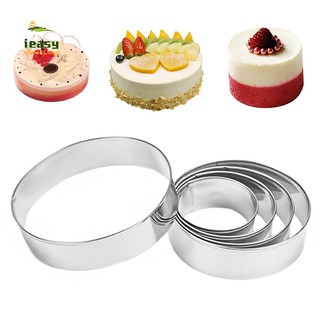 Bộ 5 khuôn làm bánh hình tròn bằng thép không gỉ