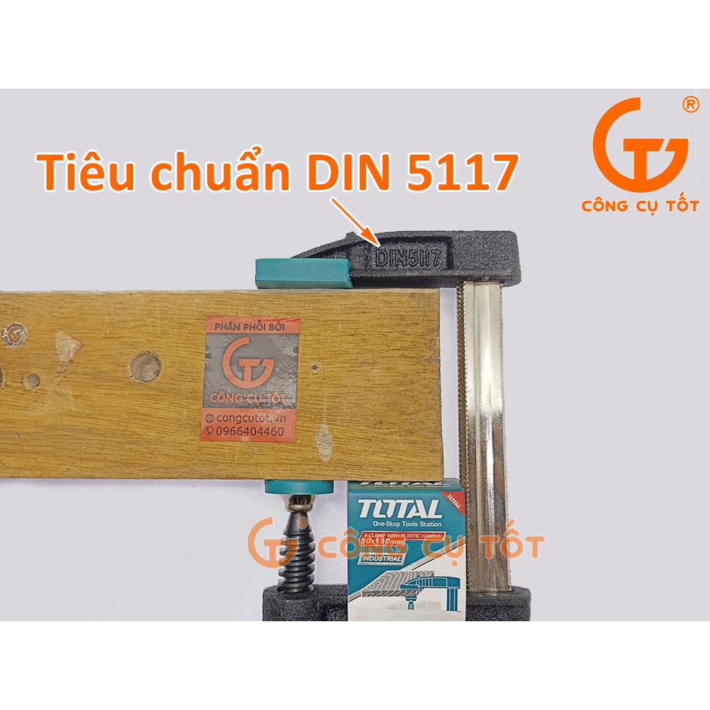 Kẹp gỗ chữ F 50x150mm lực kẹp 170kg Total THT1320501