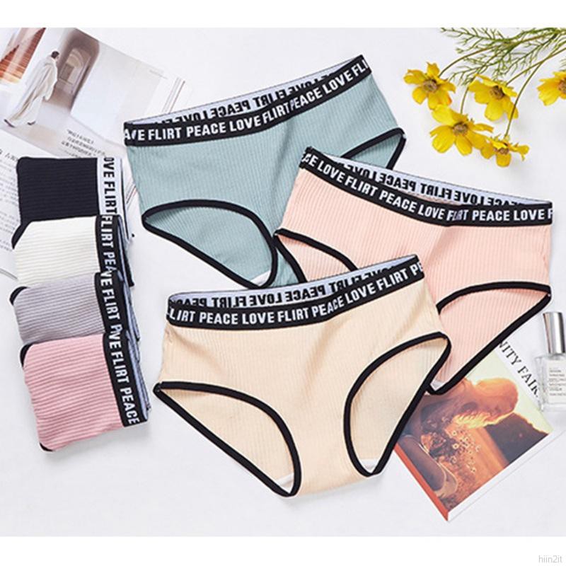 Women Solid Color Patchwork Briefs Soft Cotton Underwear Bottom Low Waist