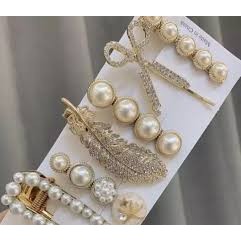Sale off 50%: sét 6 kẹp tóc đính đá siêu xih cho chị em cực xinh