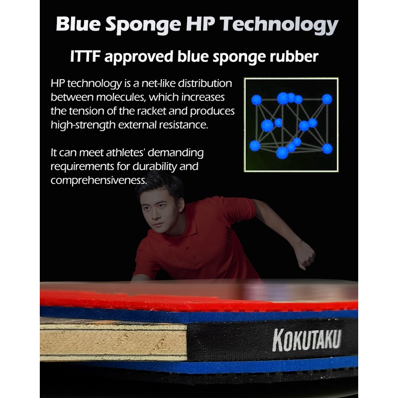 Bộ Vợt Đánh Bóng Bàn Kèm Hộp Đựng Bằng Cao Su Carbon Kokutaku 4/5/6 Star ITTF Ping Pong