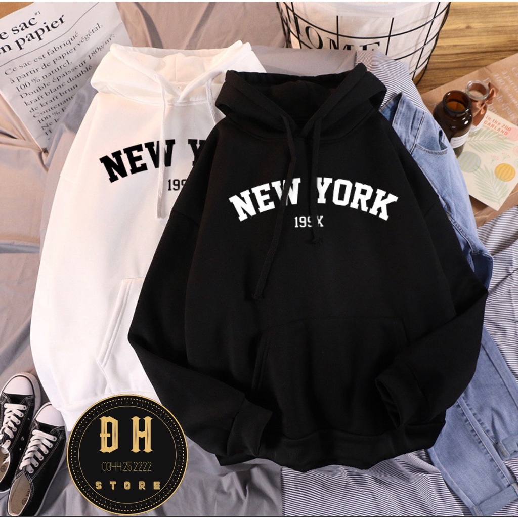 (Mẫu Mới 2021) Áo Hoodie NEW YORK Có Mũ Nam Nữ Chất Nỉ Bông Dày Dặn Form Rộng Unisex- Áo Nỉ Nam Nữ Ulzzang Hoạ Tiết. | BigBuy360 - bigbuy360.vn