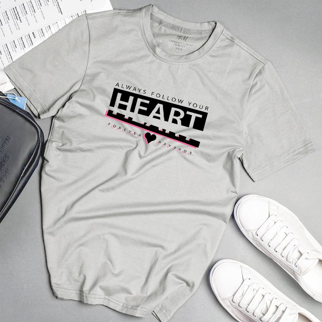 Áo phông nam break heart phong cách unisex màu xám