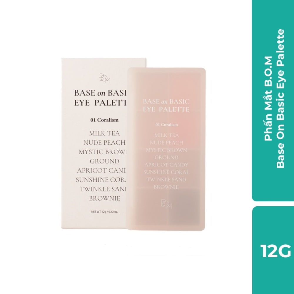 Bảng Phấn Mắt 8 Ô BOM Base On Basic Eye Palette 12g - 01 Coralism