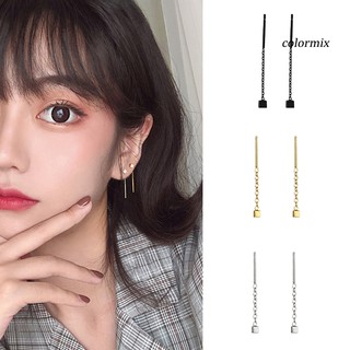 Đôi Khuyên Tai Hình Khối Lập Phương Phối Dây Xích Nhỏ Xinh Xắn Cho Nữ