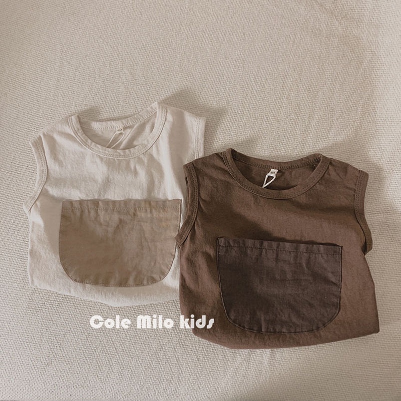 Áo Thun Cotton Lanh Không Tay Màu Sắc Tương Phản Phong Cách Phương Tây Thời Trang Mùa Hè 0314