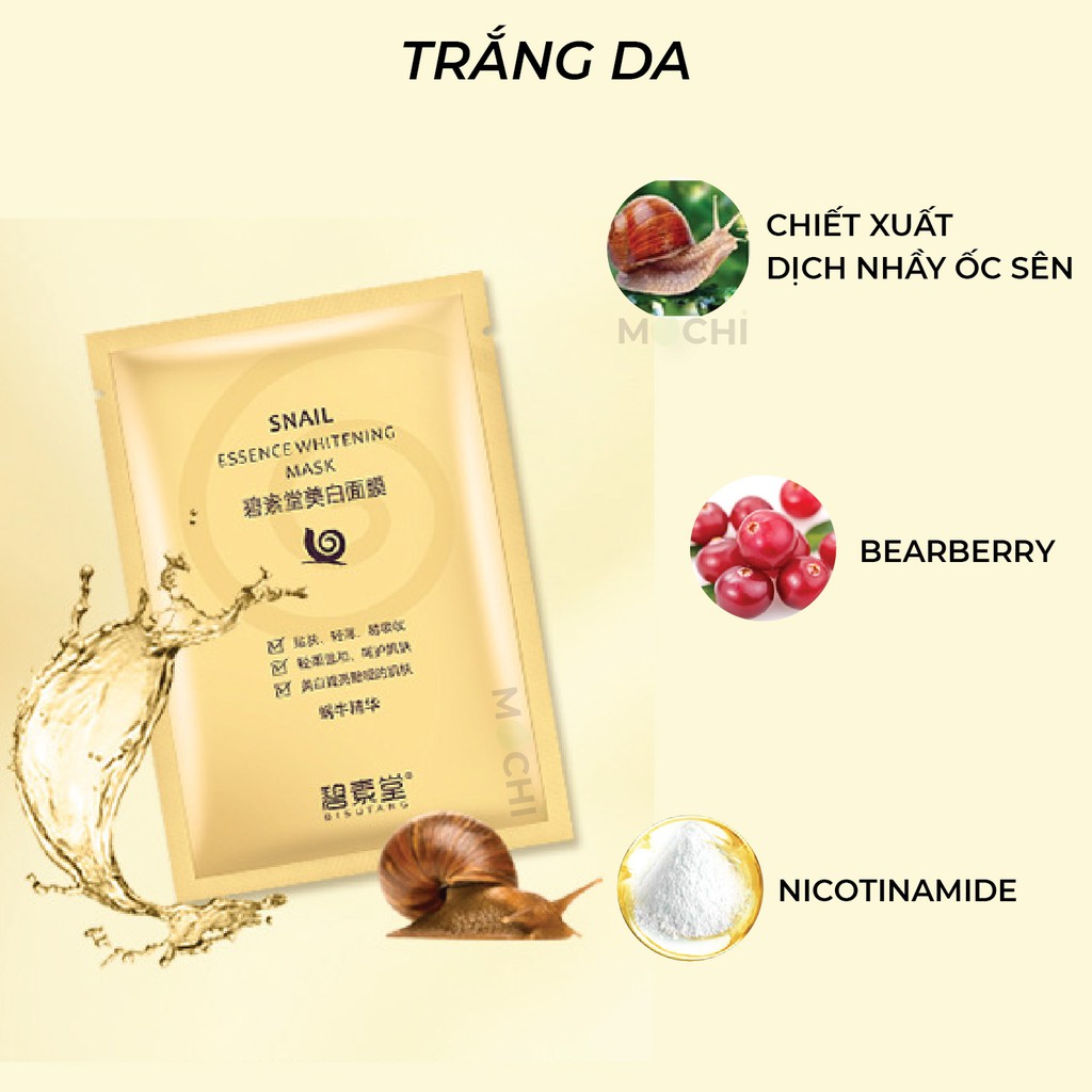 Mặt Nạ Ốc Sên Vàng Collagen Dưỡng Trắng Da l Cấp Ẩm Da Khô l Trẻ Hóa Mask Giấy Đắp Mặt Snail Bisutang Nội Địa MOCHI SHOP