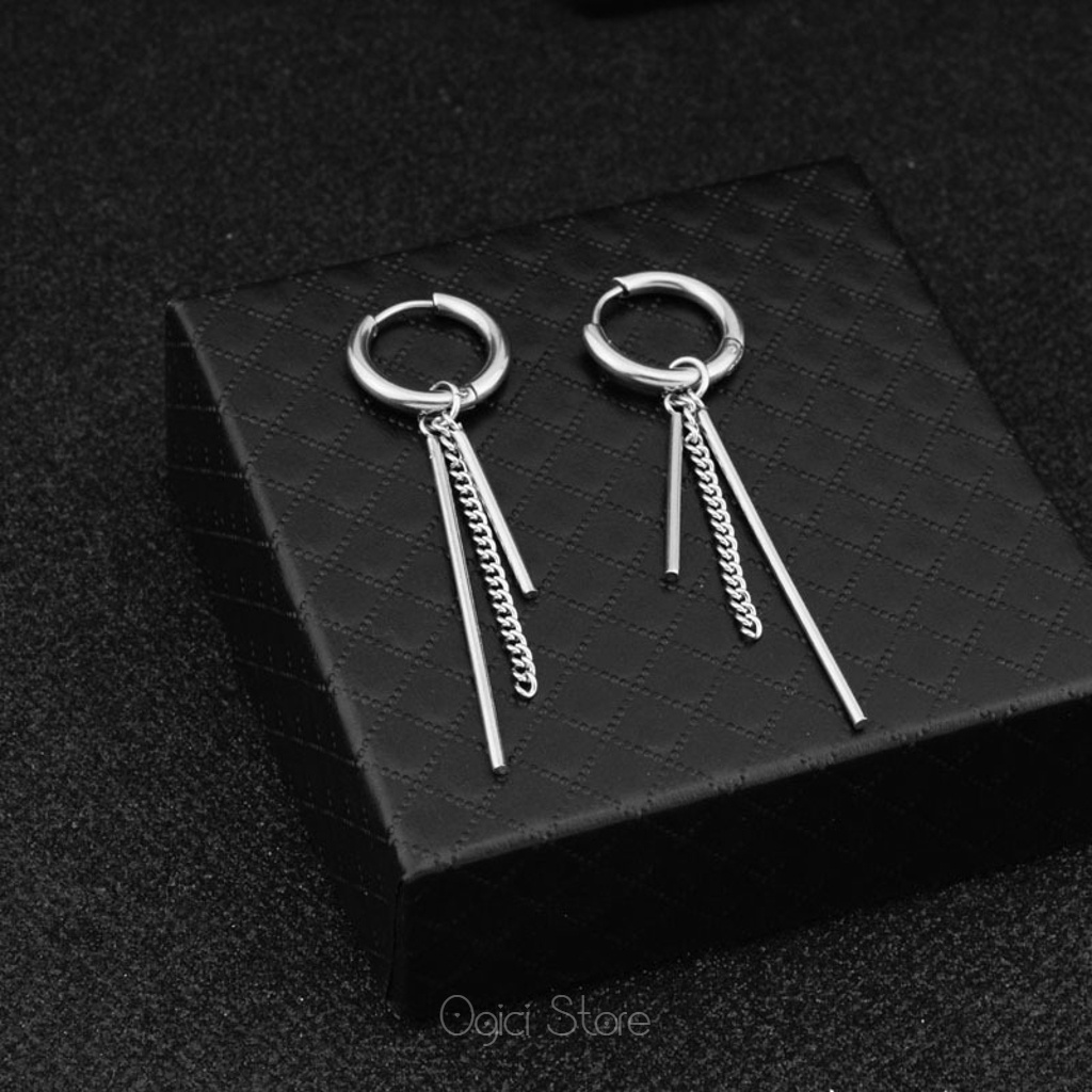 Bông tai, Khuyên tai nam nữ thép không gỉ dáng tròn thanh thả sành điệu phong cách hàn quốc cá tính, Unisex, 1 chiếc