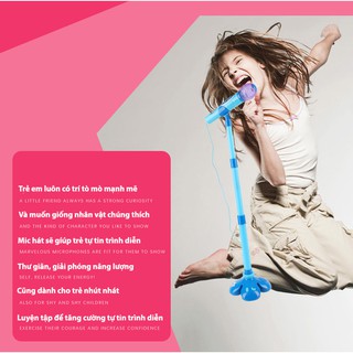 Mic hát karaoke đơn có giá đỡ Microphone Superlor (Hồng)