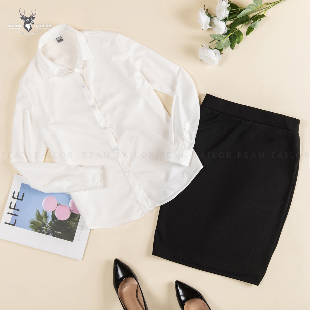 Áo sơ mi nữ BEAN TAILOR dáng suông, chất vải mềm mịn, thoáng mát- áo sơ mi nữ dài tay màu trắng cao cấp NUDAI01 | BigBuy360 - bigbuy360.vn