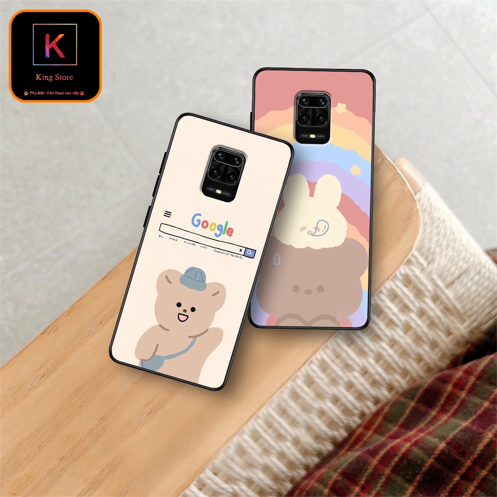 Ốp lưng Xiaomi Redmi Note 9 - Xiaomi Redmi Note 9s - Xiaomi Redmi Note 9 Pro - Ốp in hình gấu &amp; thỏ - lưng nhám viền TPU