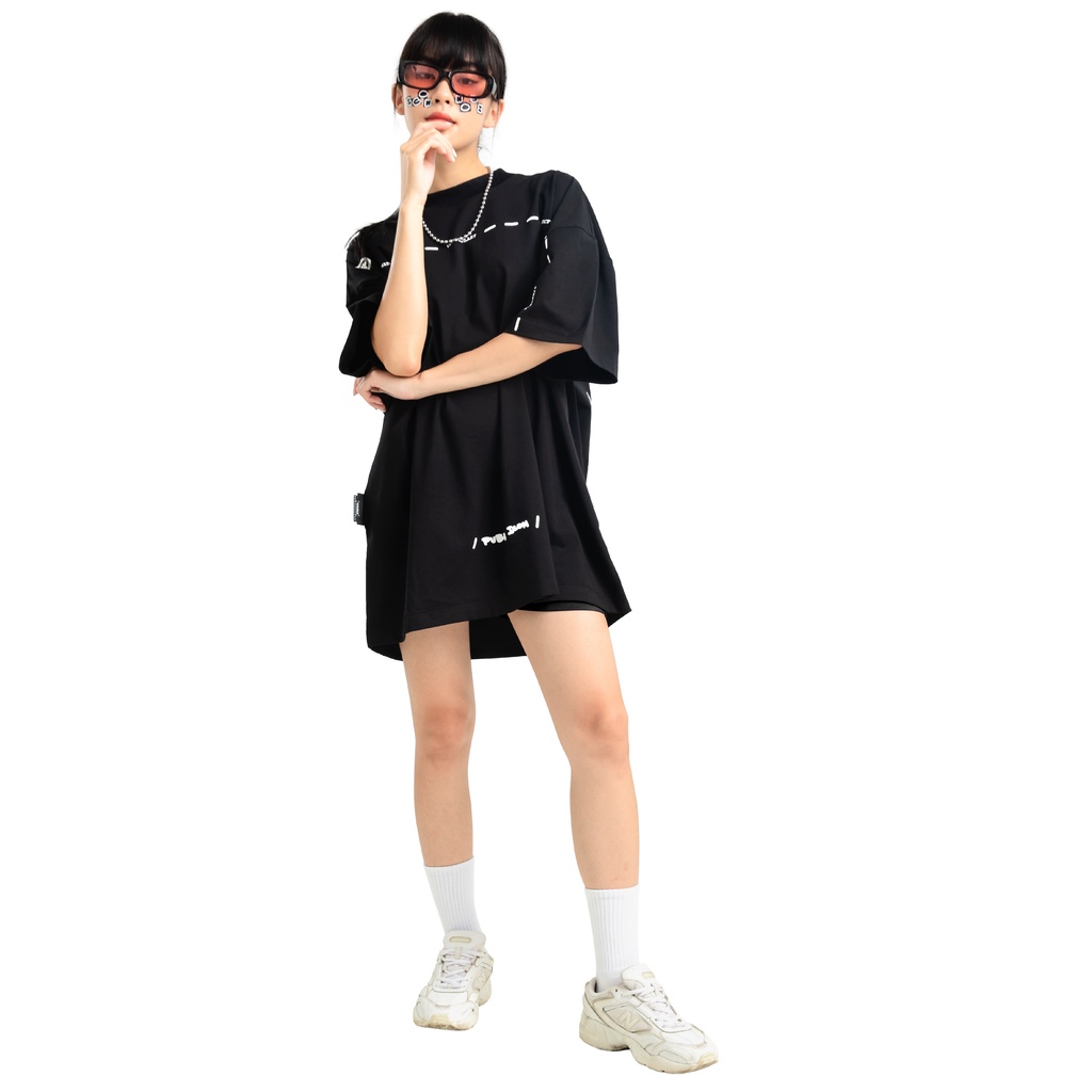 Áo thun tay ngắn 5THEWAY® /street-voca/ DROP SHOULDER TEE™ in BLACK aka Áo Thun Xệ Vai