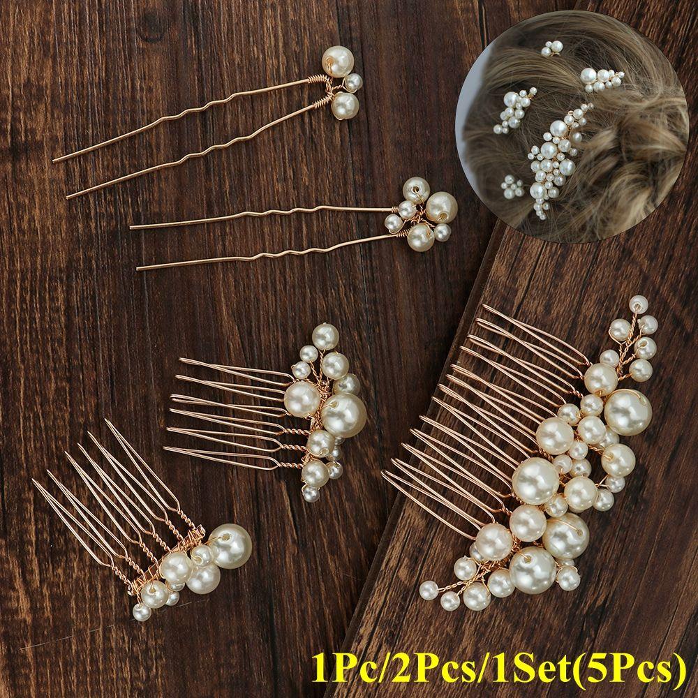 CACTU Trâm Cài Tóc Đính Ngọc Trai Nhân Tạo Thời Trang