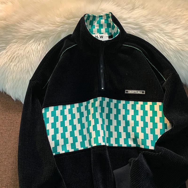 Áo Khoác polo Dáng Rộng Có Khóa Kéo Nửa Thân Kiểu Retro Mỹ Thời Trang Mùa Thu Cho Nam Và Nữ