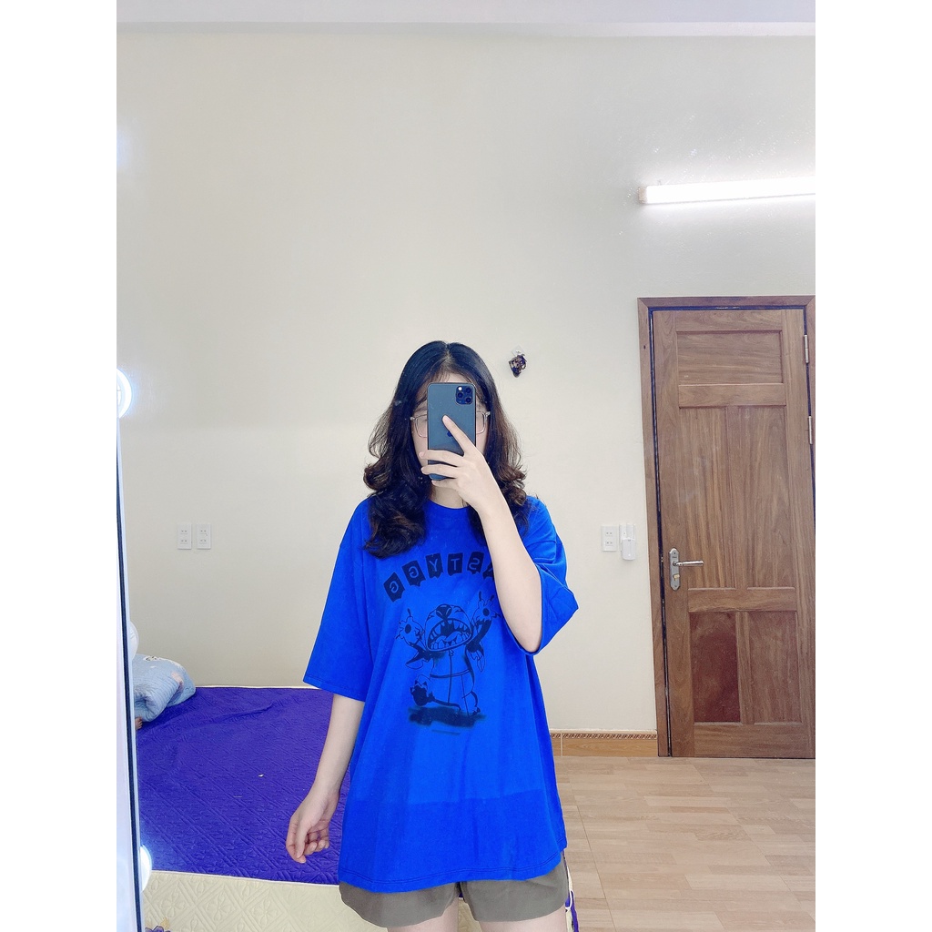 Áo phông, Áo thun unisex from rộng cổ tròn tay lỡ freesize 38-70kg KL chạy