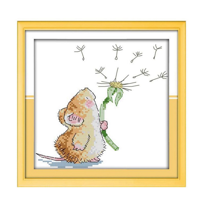 Bộ tranh thêu chữ thập thêu chữ thập hình chuột 11CT 30*30cm DIY
