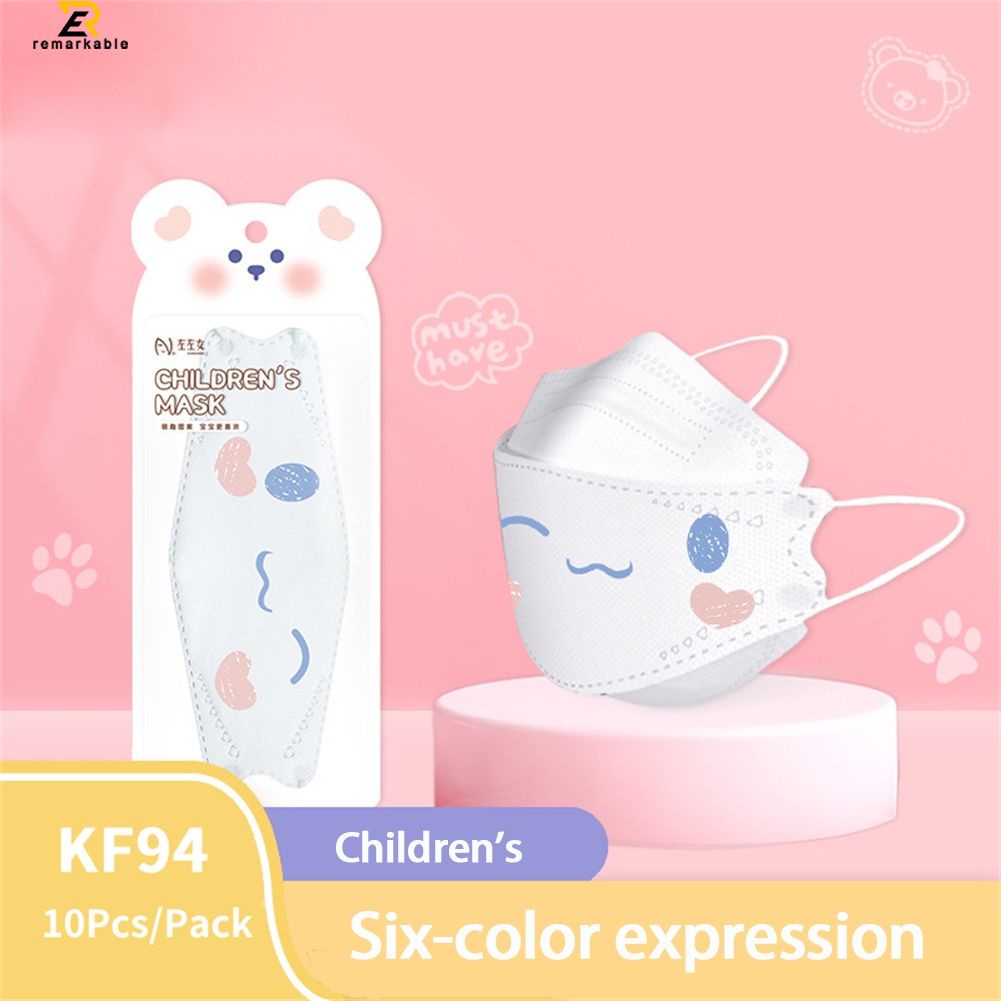 10 PCS trẻ em KF94 Dễ thương Big Ear Cinnamoroll Blush Biểu hiện Phim hoạt hình Mặt nạ