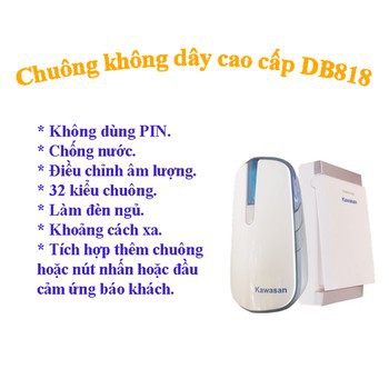 CHUÔNG CỬA KHÔNG DÂY KHÔNG DÙNG PIN KW-DB818