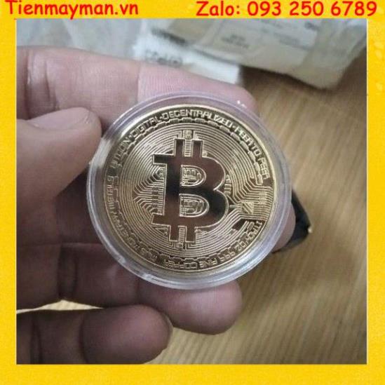 BÃO GIÁ - Đồng xu may mắn Bitcoin Mạ vàng 24 + Hộp nhựa đi kèm