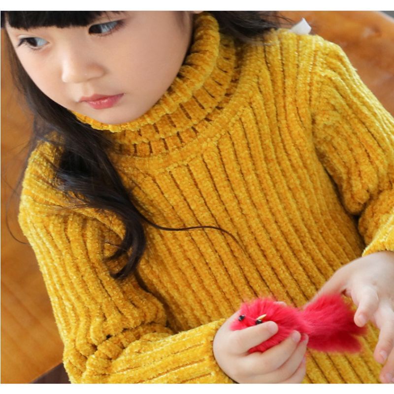 Áo len trẻ em cổ lọ chất tuyết nhung hàng đẹp Quảng Châu cho bé trai bé gái 8-23kg